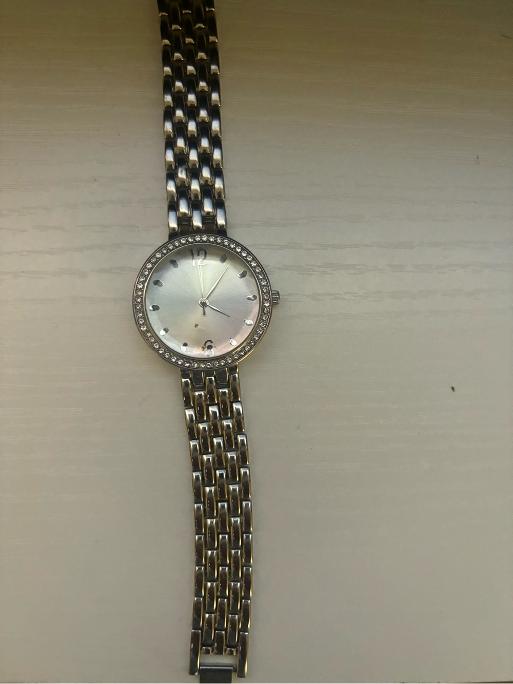 Crystal-Trim Silver-Tone Women's Bracelet Watch